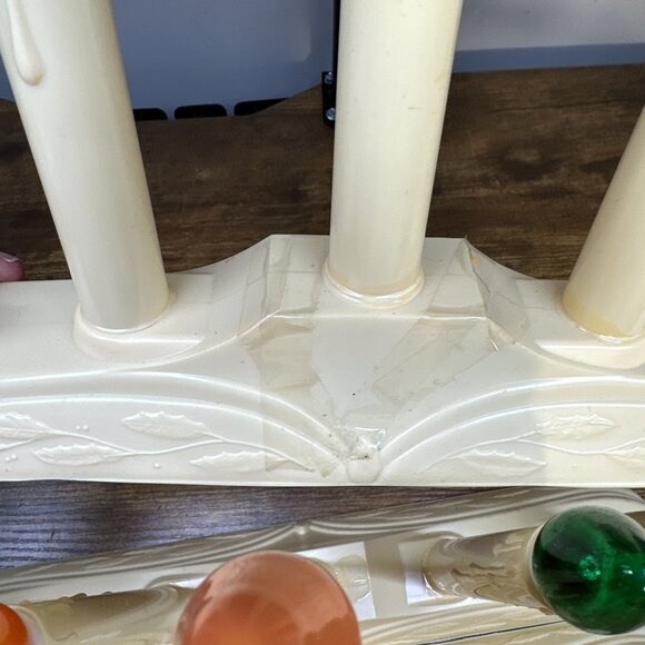 Vintage Christmas Holiday Candelabra 5 Light Window Ivory Drip Candle  WORKS - Picture 11 of 11